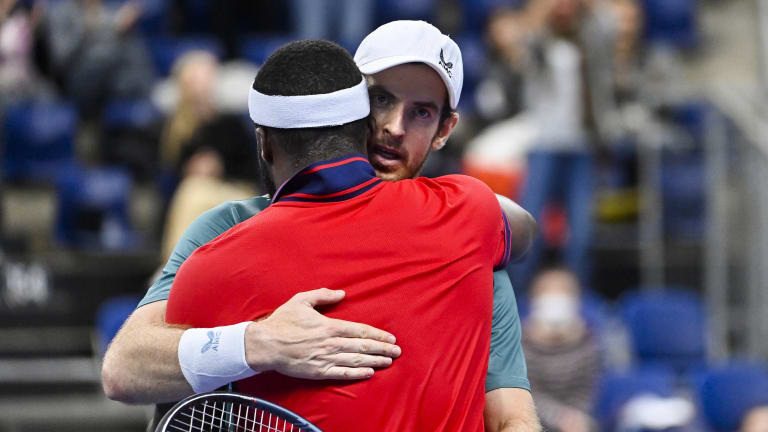 Murray ended the encounter by carving a backhand drop shot that Tiafoe's legs couldn't quite get up to in time to keep the rally going. An extended embrace and exchange of words was only fitting.