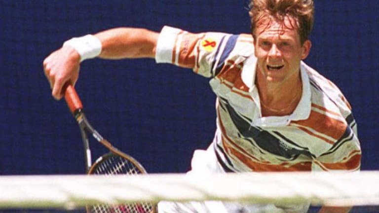 Edberg (pictured here in 1995) won six Grand Slam singles titles.