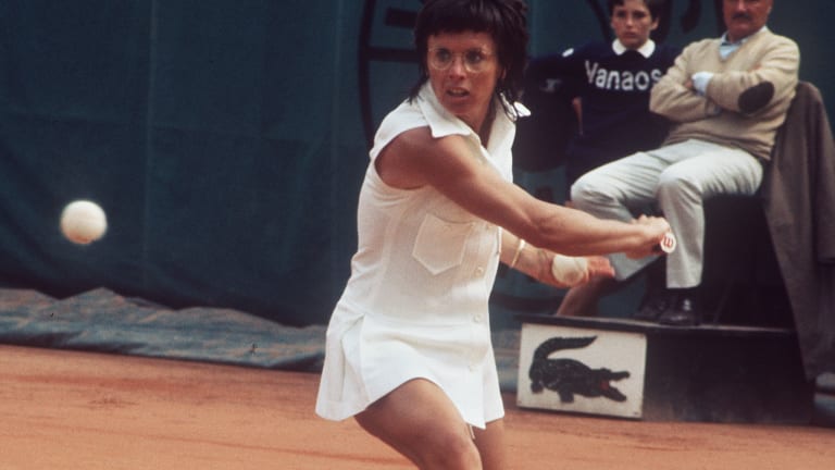Billie Jean King, pictured here in 1972, was one of many players who sported Ted Tinling originals on the court.