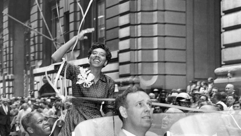 "New York City will pay tribute to the gallant young lady who became the tennis champion of the world by winning the Wimbledon matches in England last week," read the city's announcement for Althea Gibson's ticker tape parade.