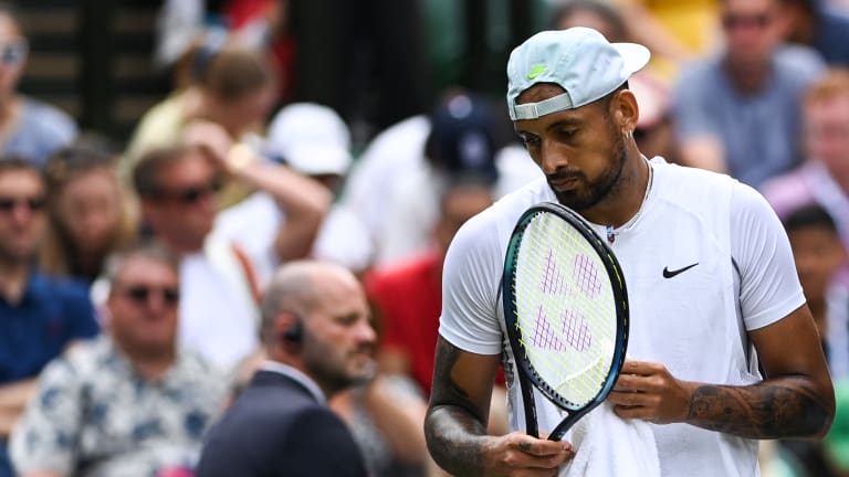 Kyrgios defeated Brandon Nakashima Monday after coming through in five sets on Centre Court.
