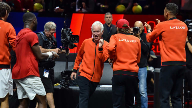 Captain John McEnroe delighted his players with a celebratory dance.