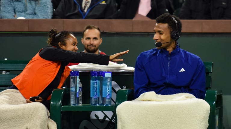 Leylah Fernandez politely told teammate Felix Auger-Aliassime to wrap his commentary as his voice carried a little too loud at one stage.