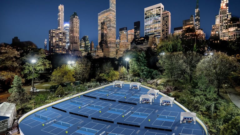 A rendering of the upcoming pickleball installation on Wollman Rink.