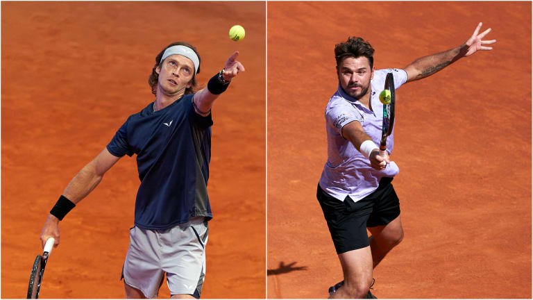 All three of the pair's prior meetings came on hard courts (the most recent indoors at the 2020 Paris Masters, won by Wawrinka).