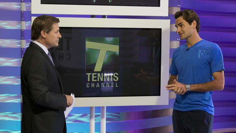 Sit-down interviews with Roger Federer are rare. Stand-up conversations? It happened on 'Wimbledon Prime Time', where the Swiss superstar looks the part of a co-host, t-shirt notwithstanding.