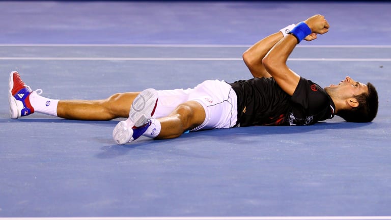 Djokovic celebrated his fourth major title in five Grand Slam events played.