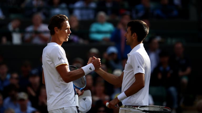 The Czech officially scored his second win when Djokovic retired a set and a break down in their 2017 Wimbledon quarterfinal with a right elbow injury (an issue he would soon address). Seven years earlier at the All England Club, Berdych knocked out Djokovic to break through for his first major final.