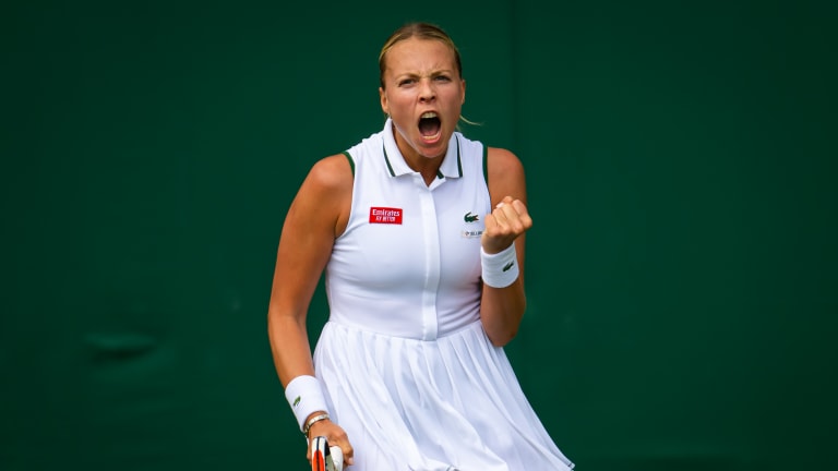 Kontaveit is now 8-8 lifetime at the grass-court Grand Slam event.