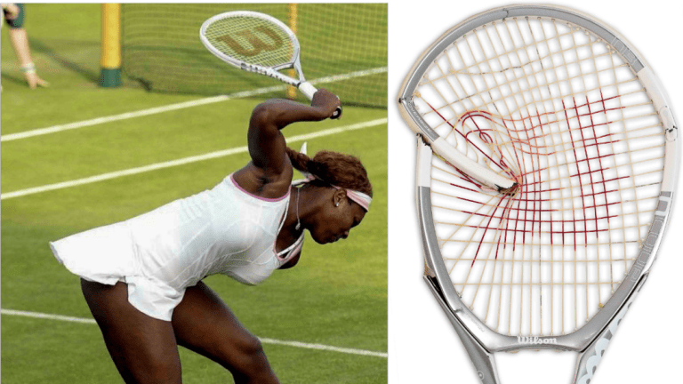 Smashed Serena 
racquet put up for
auction