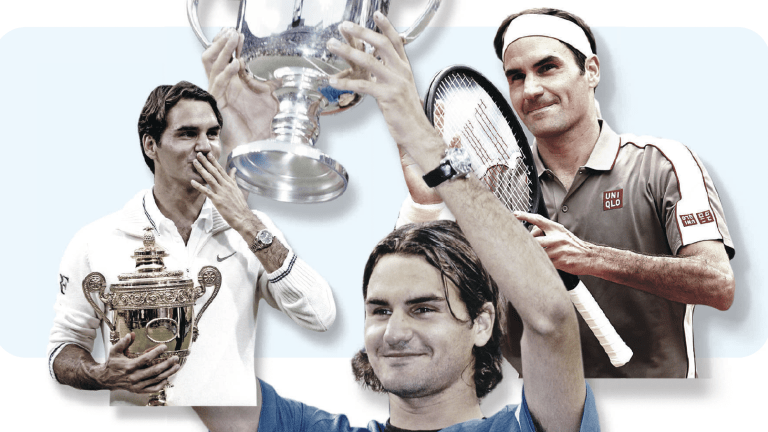 Federer’s hair styles and sartorial styles have changed over the years, and so has his game. While many think of it as timeless, that didn’t stop him from upgrading his backhand in his mid-30s.