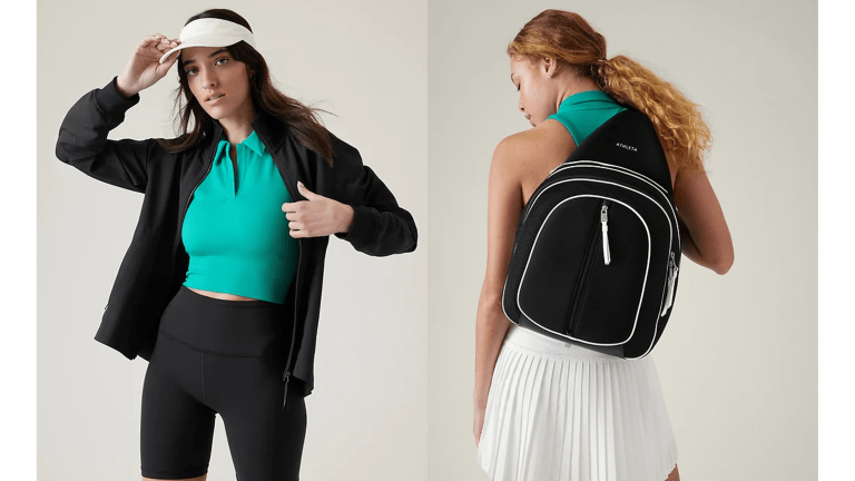 Court-ready accessories include a bag, visor and socks.
