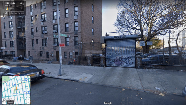 A screenshot from Google Maps of The Knick's unlikely entrance.