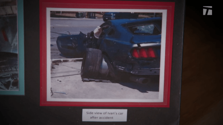 Ivan's car, in the aftermath of the April 2022 accident.
