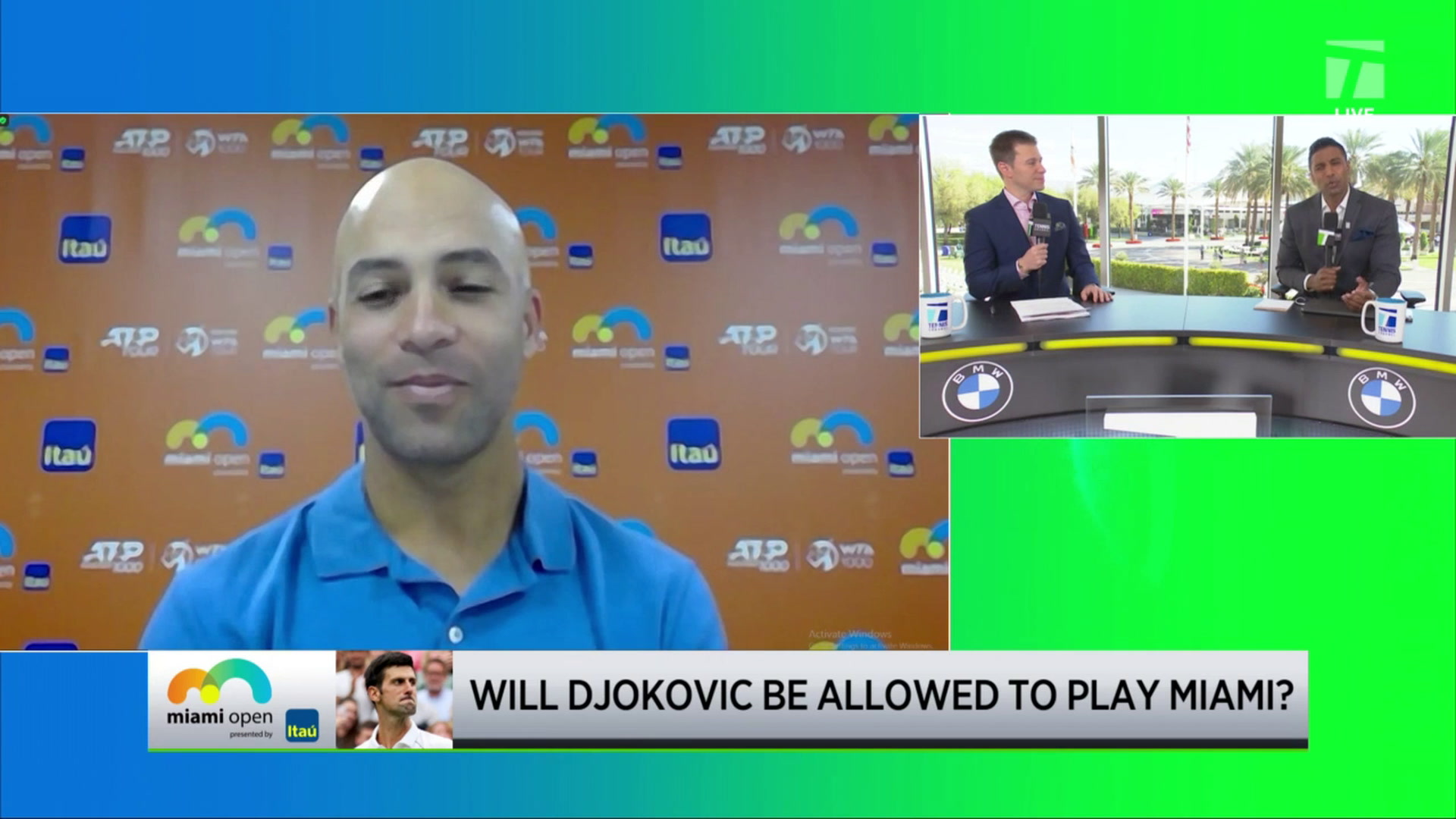 Miami Open Tournament Director James Blake on Djokovics status Tennis Channel Live Tennis