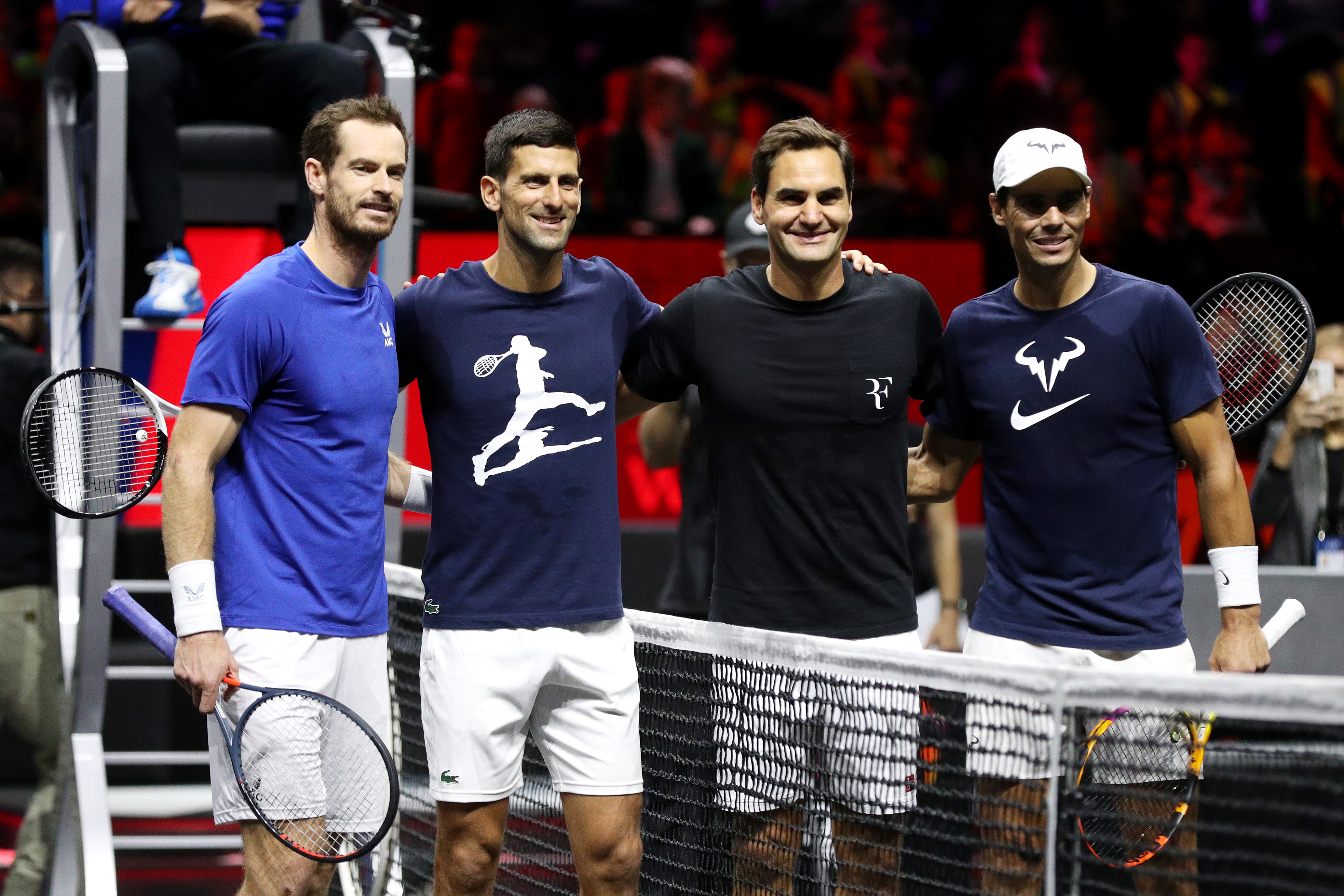 Roger, Rafa, Novak and Andy Team Europe practice session unites Big Four on the same court